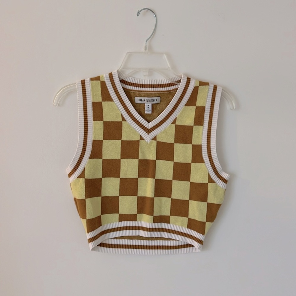 Urban Outfitters Checkered Crop Vest